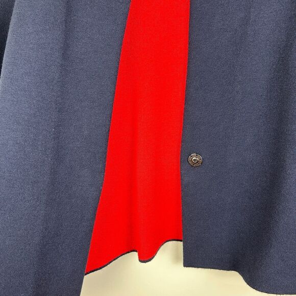 Moth Anthropologie Amoruso Two Toned Knit Cardigan Sweater Jacket Navy Red XS - Picture 4 of 16